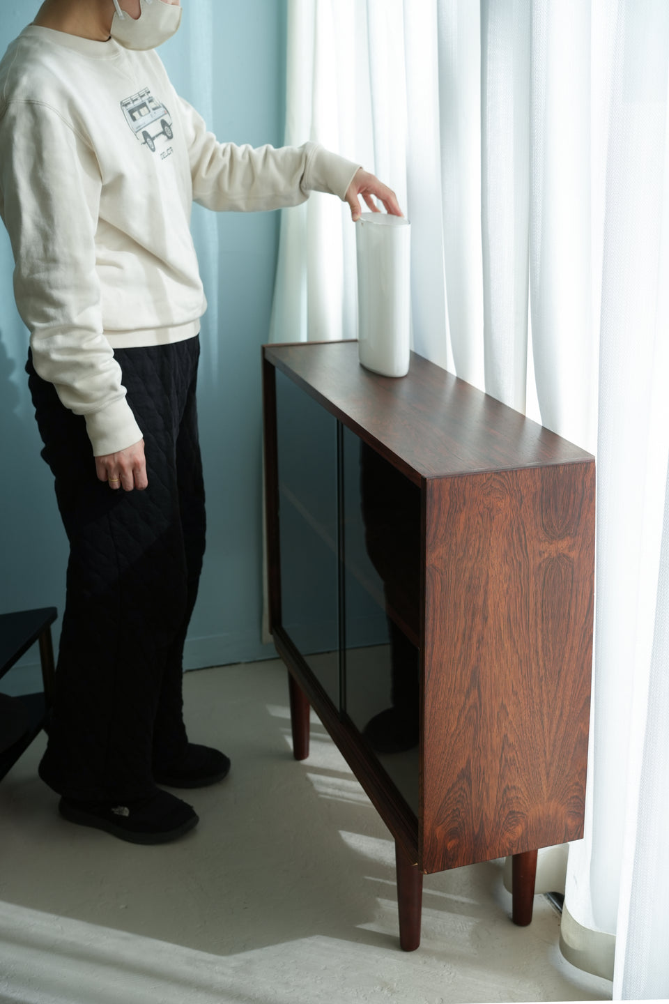 Rosewood Glass Cabinet Shelf Danish Vintage/デンマークヴィンテージ ガラスキャビネット シェルフ ローズウッド 北欧家具