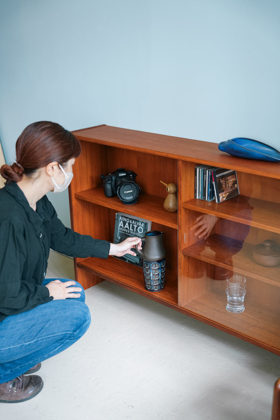 Swedish Vintage Glass Cabinet Shelf Arne Wahl-Iversen/スウェーデンヴィンテージ ガラスキャビネット シェルフ アルネ・ウォール・イヴェルセン