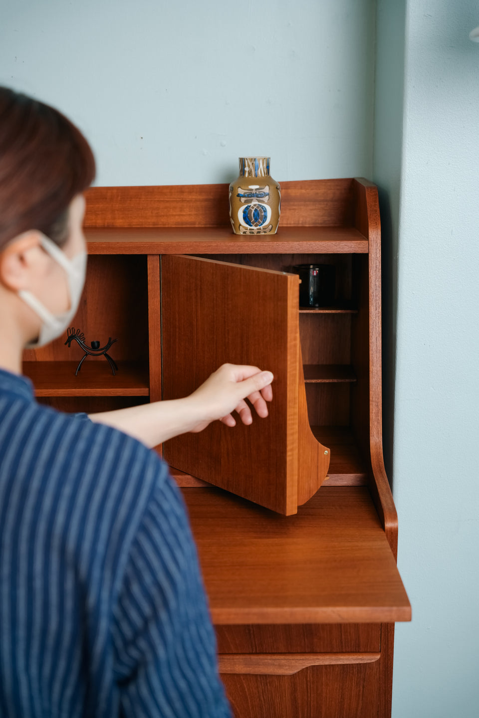 Teak Writing Bureau with Mirror Danish Vintage/デンマークヴィンテージ ライティングビューロー ドレッサー チーク材