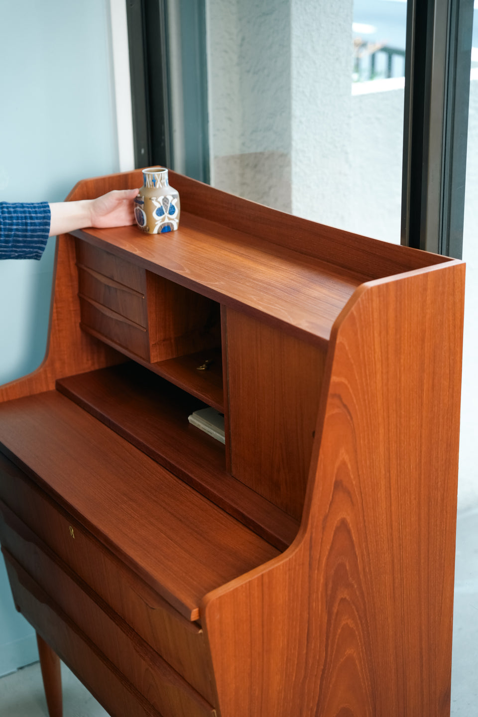 Teak Writing Bureau with Mirror Danish Vintage/デンマークヴィンテージ ライティングビューロー ドレッサー チーク材