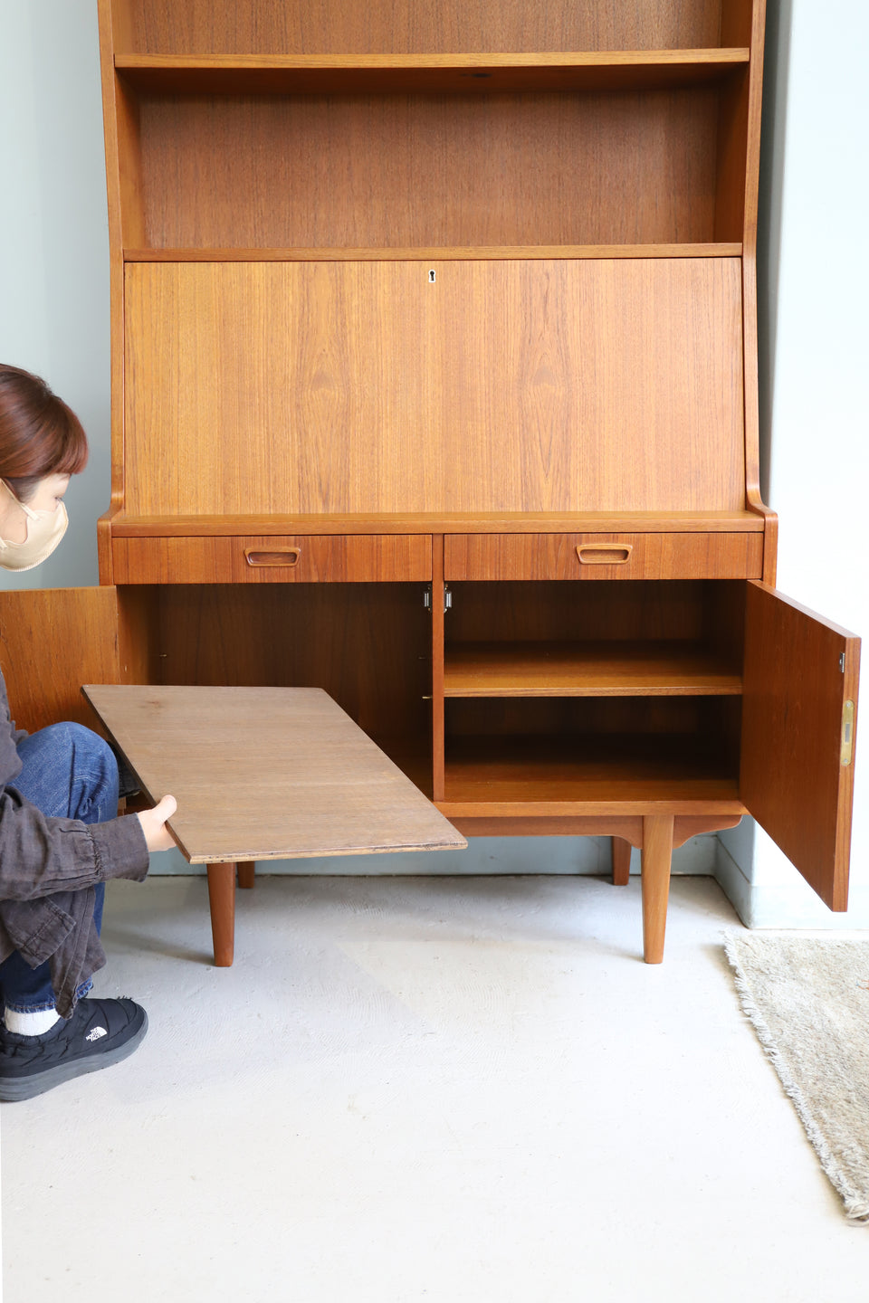 Danish Vintage Bookcase Writing Bureau H.P.Hansen Møbelindustri/デンマークヴィンテージ H.P.ハンセン ブックケース ライティングビューロー 北欧家具