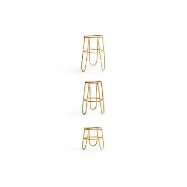 ガラストップ ラタンテーブル デンマークヴィンテージ 花台 スタンド