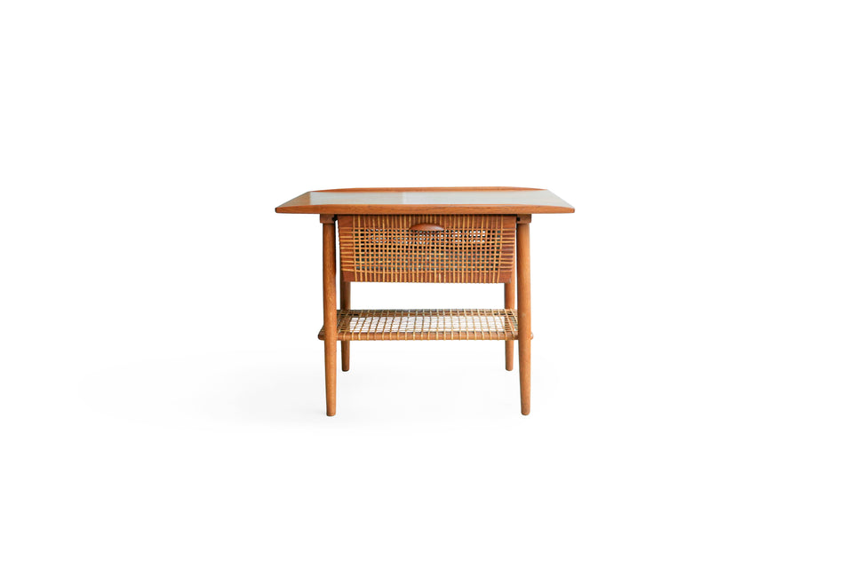 Danish Vintage Teak Rattan Sewing Table/デンマークヴィンテージ ソーイングテーブル チーク材 ラタン