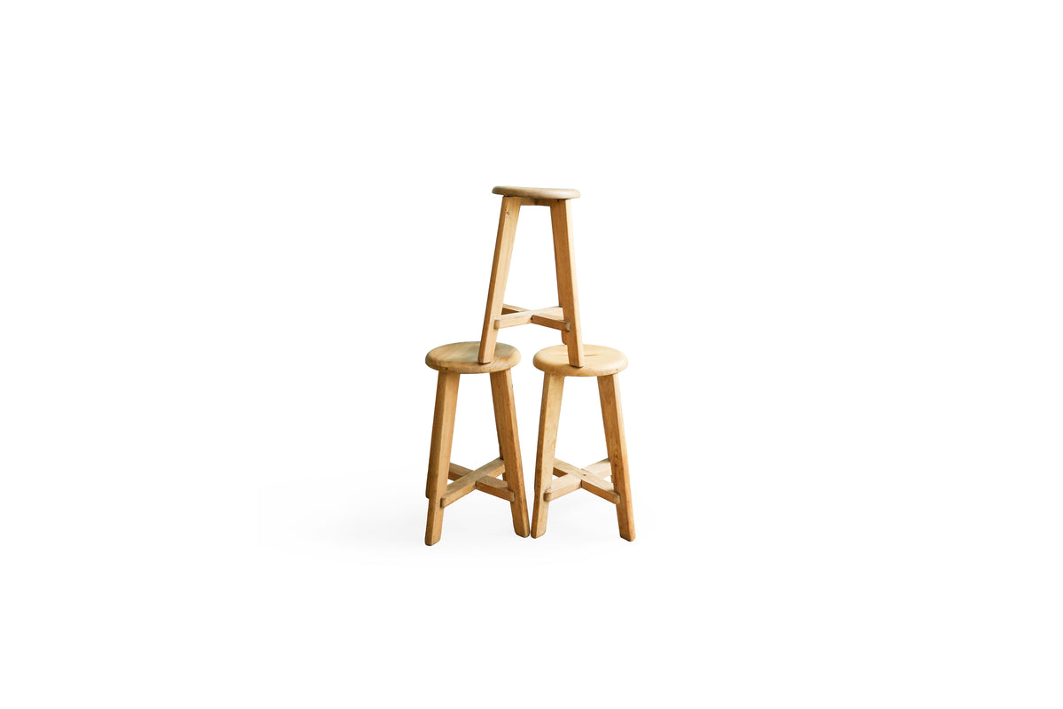 ヴィンテージ 木製ラウンドスツール 古道具/Japanese Vintage Wooden