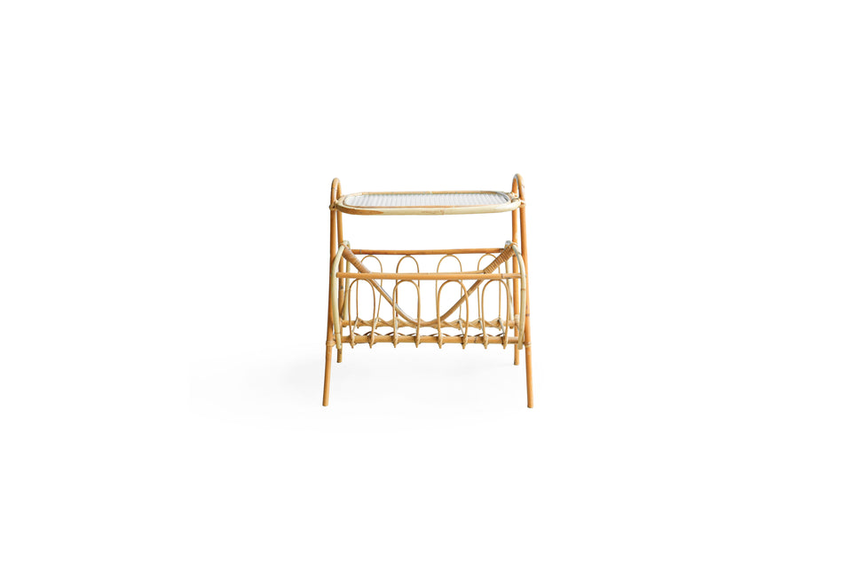 Rattan Glass Top Side Table Danish Vintage/デンマークヴィンテージ ラタン ガラストップ サイドテーブル