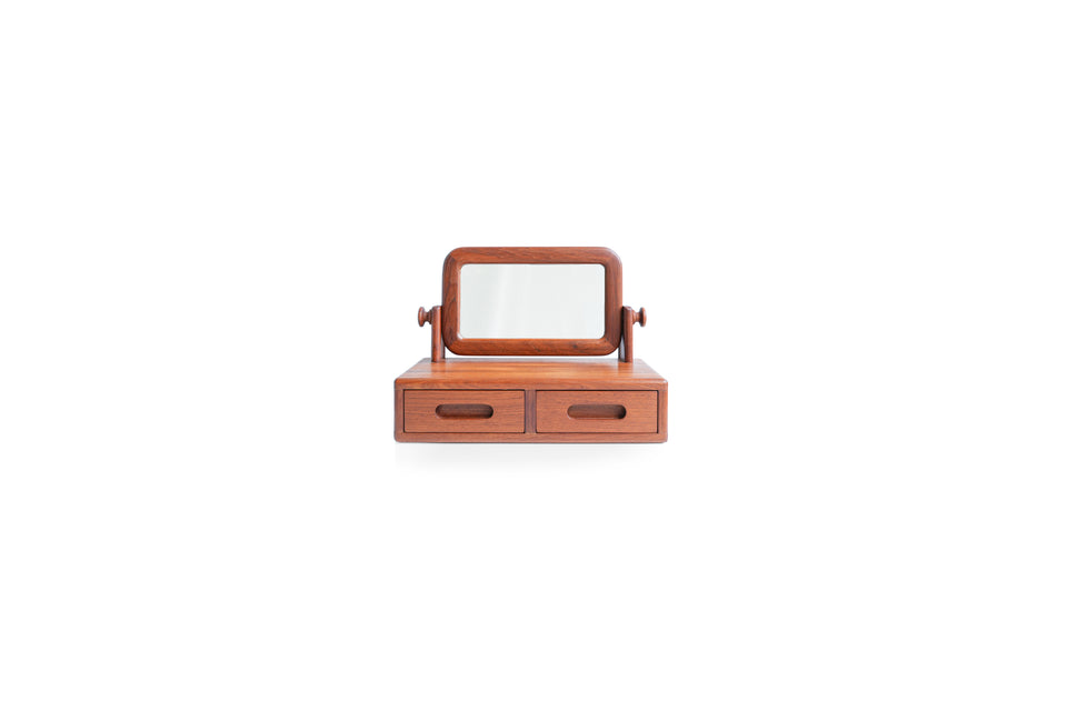 Vintage Teak Tabletop Mirror/ヴィンテージ 卓上ミラー 引き出し付 チーク材