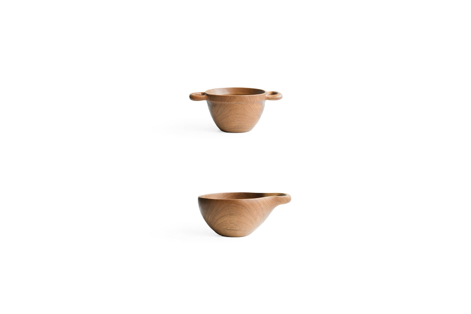 Solid Teak Serving Bowl with Handles/チーク材 ハンドル付きサービングボウル
