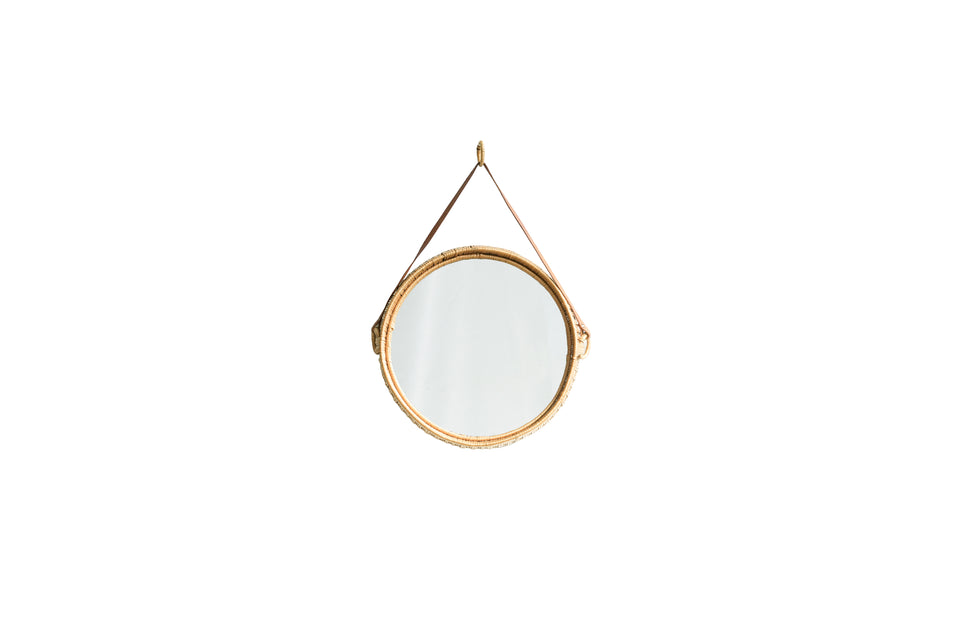 Swedish Vintage Rattan Frame Wall Mirror Bengt Ruda/スウェーデンヴィンテージ ウォールミラー ラタンフレーム
