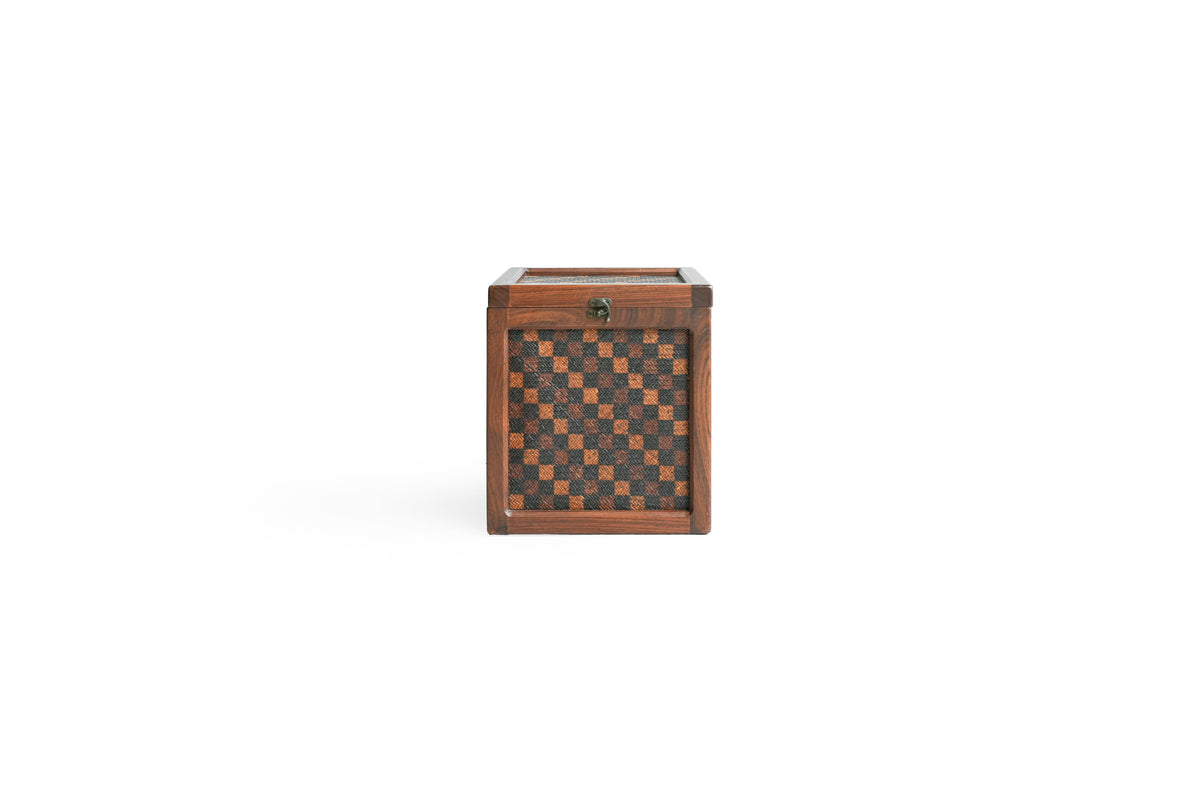 木製チェッカー模様　収納棚 チークボックス 格子模様 収納/Checker Pattern Teak Box – FURUICHI/古一