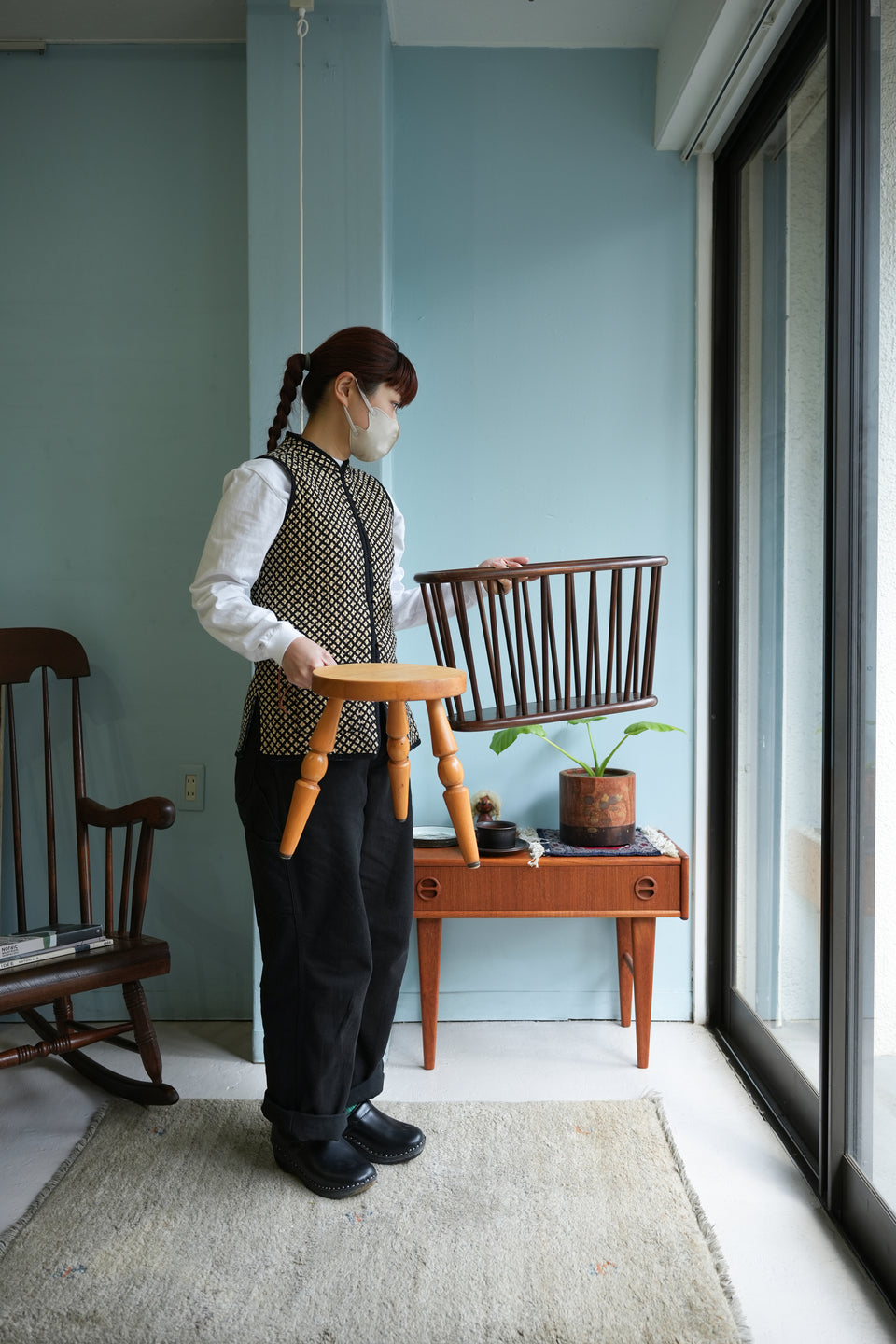 HIDA Magazine Rack Milk Stool Japanese Modern/飛騨産業 マガジンラック ミルクスツール キツツキ ジャパニーズモダン