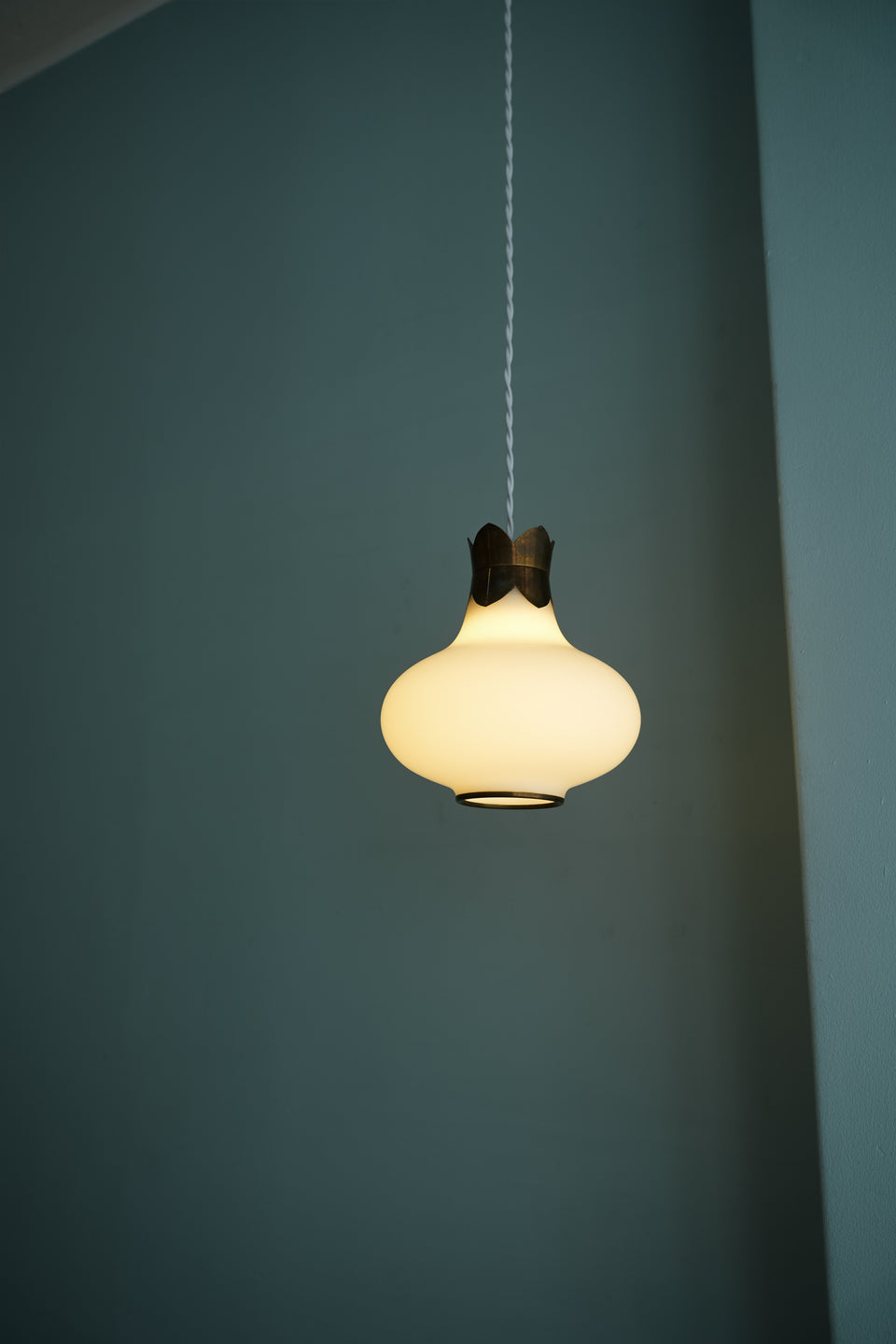 Danish Vintage Frost Glass & Brass Pendant Light/デンマークヴィンテージ ペンダントライト フロストガラス 真鍮 北欧インテリア