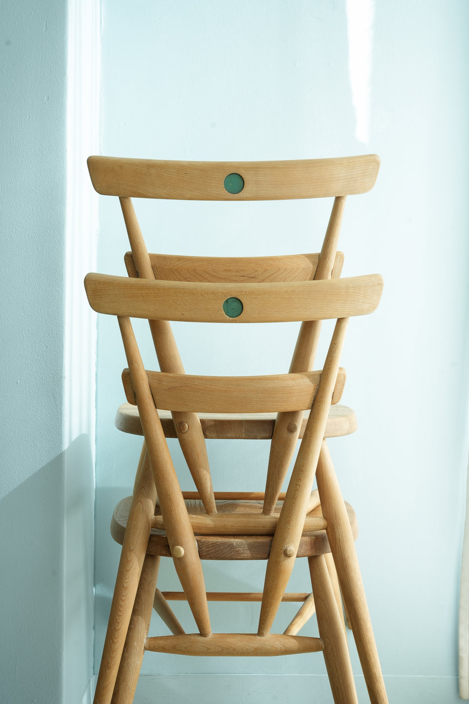 Ercol UK Vintage Stacking Chair/イギリスヴィンテージ アーコール スタッキングチェア 椅子 グリーンドット
