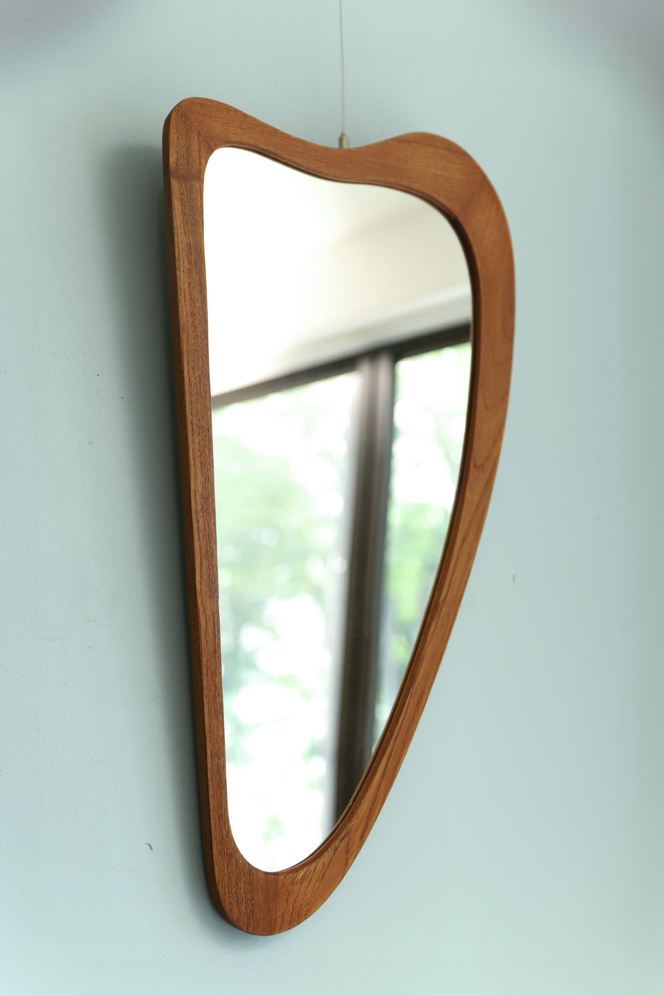 Danish Vintage Harp Shaped Wall Mirror/デンマークヴィンテージ ウォールミラー チークフレーム 北欧インテリア