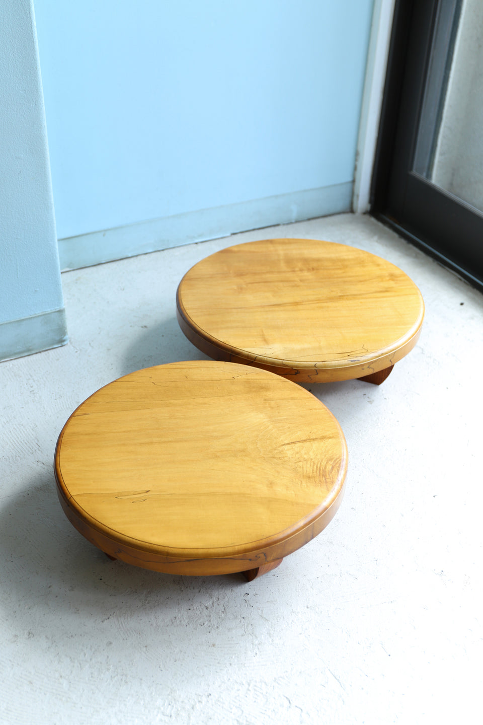 Round Low Table Solid Wood/無垢材 ラウンドローテーブル 花台 ちゃぶ台