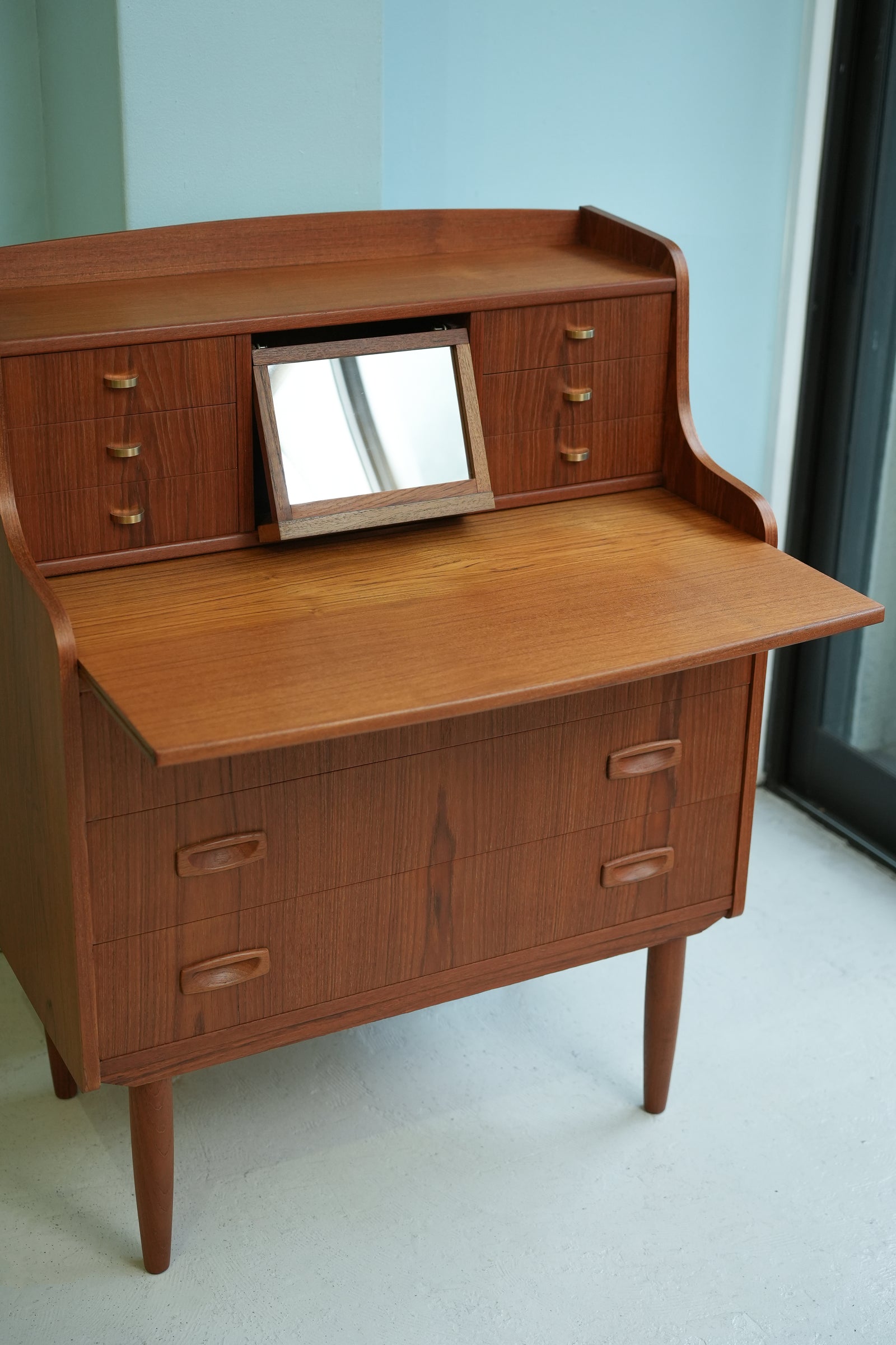 デンマークヴィンテージ ライティングビューロー ドレッサー ミラー付 北欧家具/Writing Bureau Dresser Danish