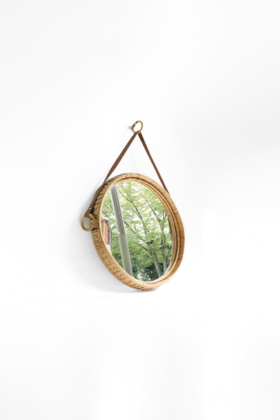 Swedish Vintage Rattan Frame Wall Mirror Bengt Ruda/スウェーデンヴィンテージ ウォールミラー ラタンフレーム
