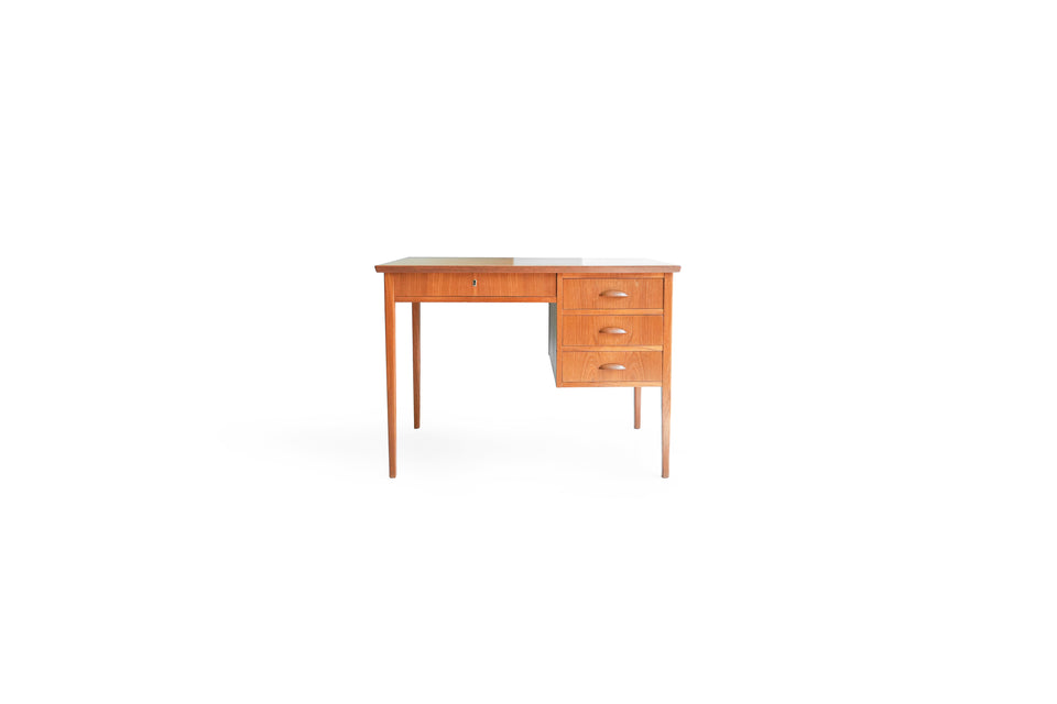 Danish Vintage Teak Single Pedestal Desk/デンマークヴィンテージ 片袖デスク 机 チーク材 北欧家具