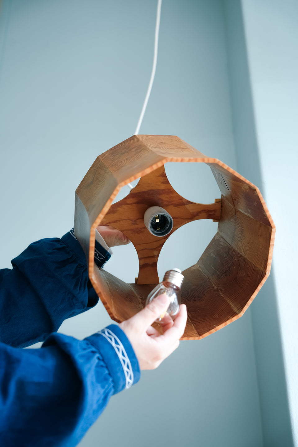 Swedish Vintage Pinewood Pendant Light/スウェーデンヴィンテージ ペンダントライト パイン材 照明 北欧インテリア