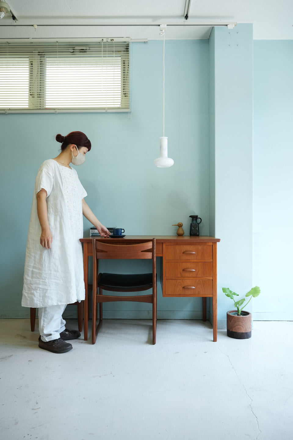Danish Vintage Teak Single Pedestal Desk/デンマークヴィンテージ 片袖デスク 机 チーク材 北欧家具