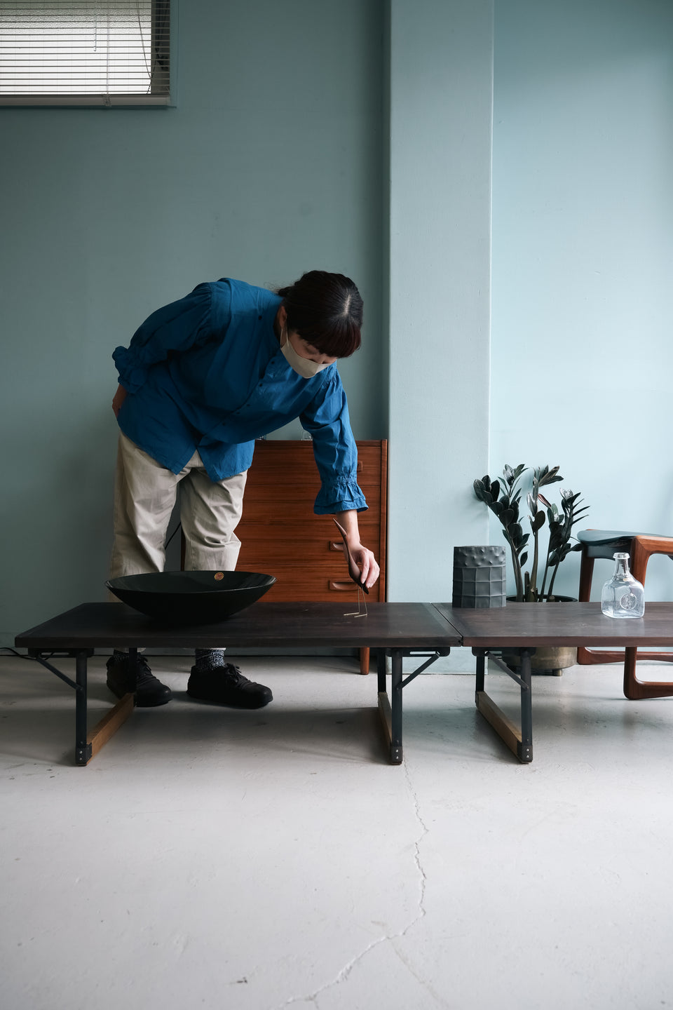 Japanese Vintage Folding Low Table/ジャパンヴィンテージ 裁ち台 作業台 折りたたみ ローテーブル 2台セット