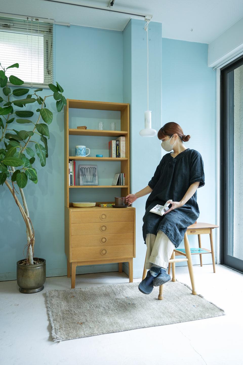 Oakwood Slim Bookcase Scandinavian Vintage/北欧ヴィンテージ スリムブックケース オーク材 本棚