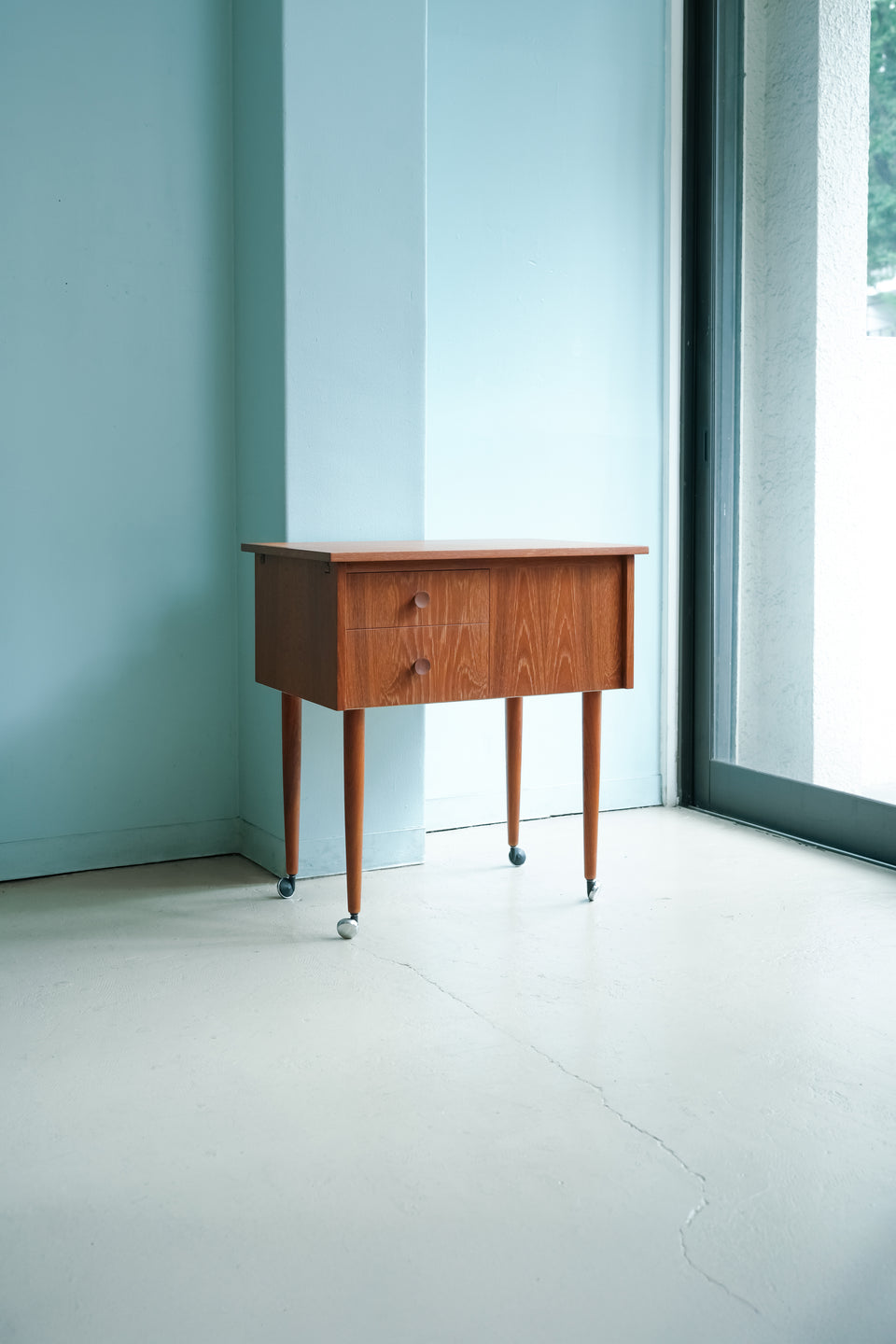Danish Vintage Teak Sewing Table Wagon/デンマークヴィンテージ ソーイングテーブル ワゴン チーク材
