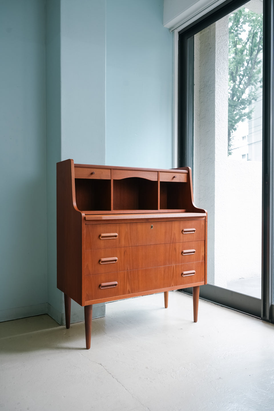Danish Vintage Writing Bureau with Mirror Teak/デンマークヴィンテージ ライティングビューロー ミラー付き チーク材
