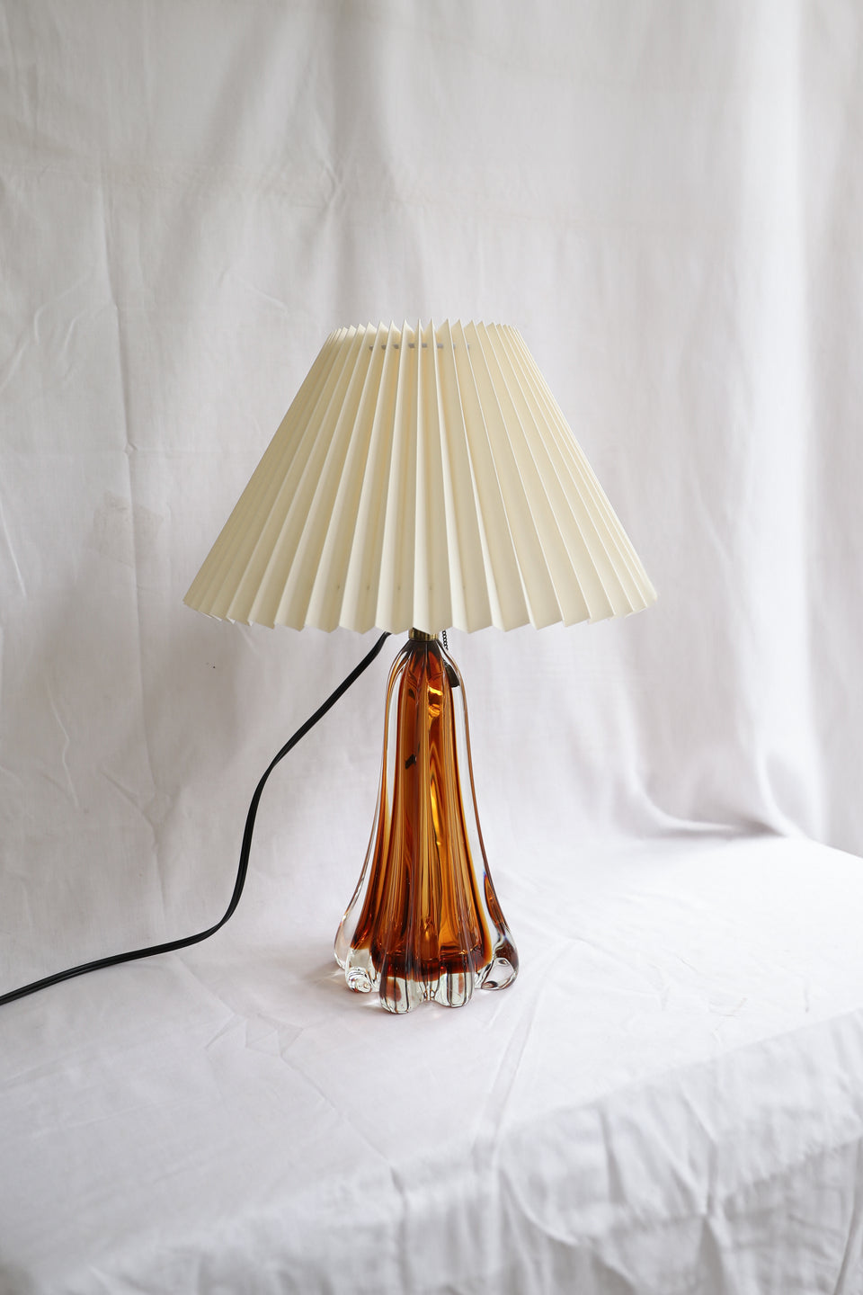 Vintage Amber Glass Lamp/ヴィンテージ ガラス テーブルランプ レトロ