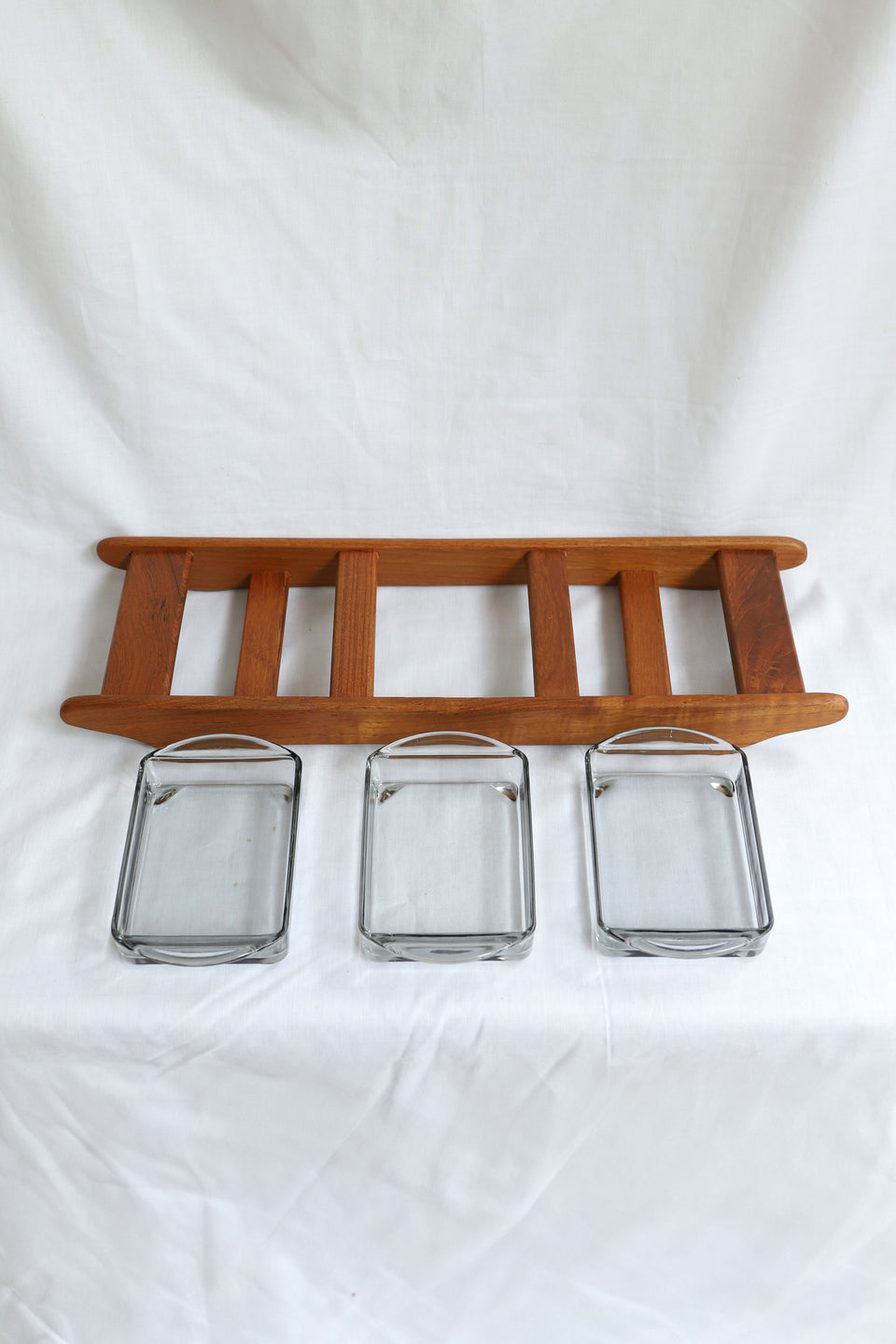 Danish Vintage Teak Glass Dish/デンマークヴィンテージ チーク材 ガラス トレイ