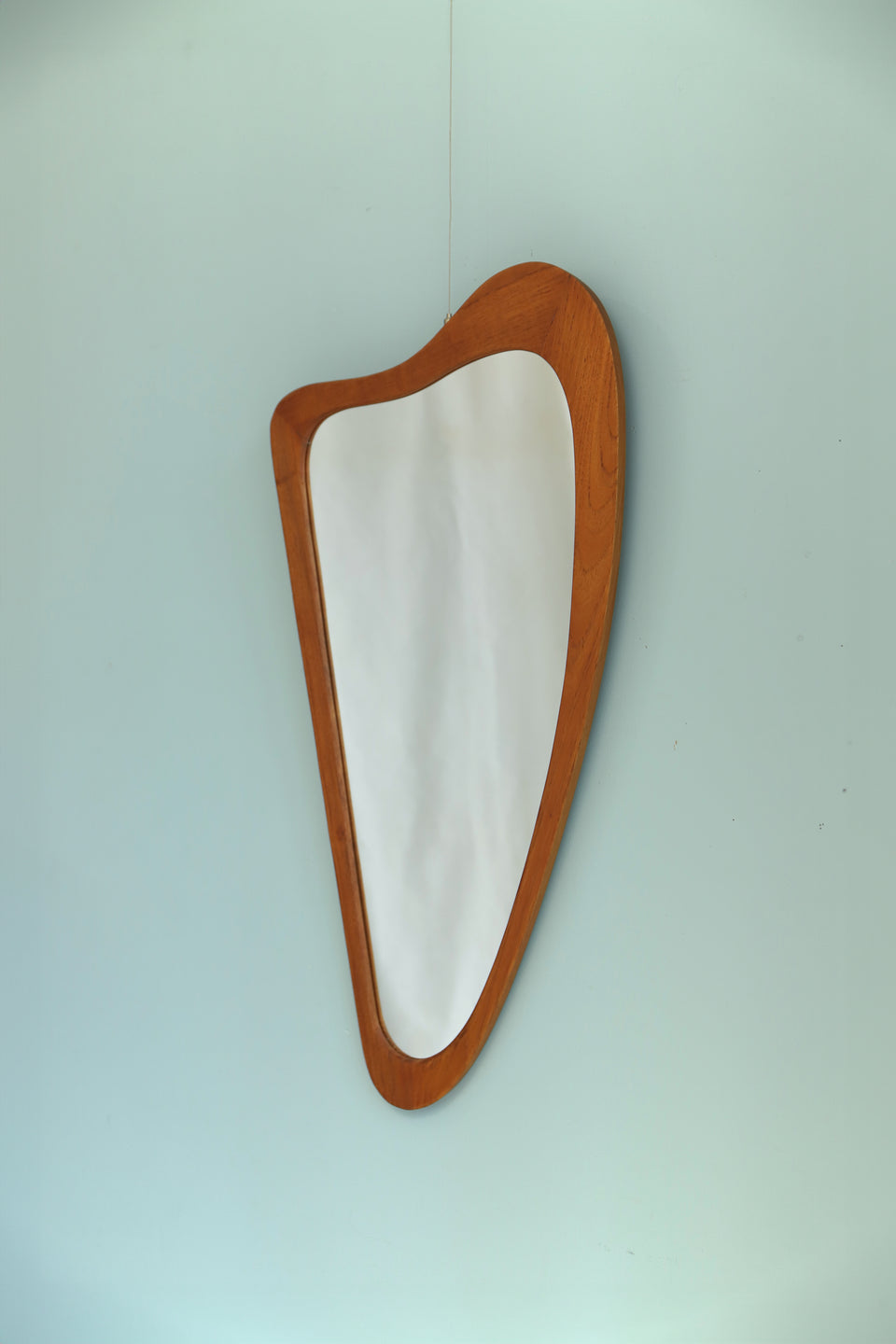 Danish Vintage Harp Shaped Wall Mirror/デンマークヴィンテージ ウォールミラー チークフレーム 北欧インテリア