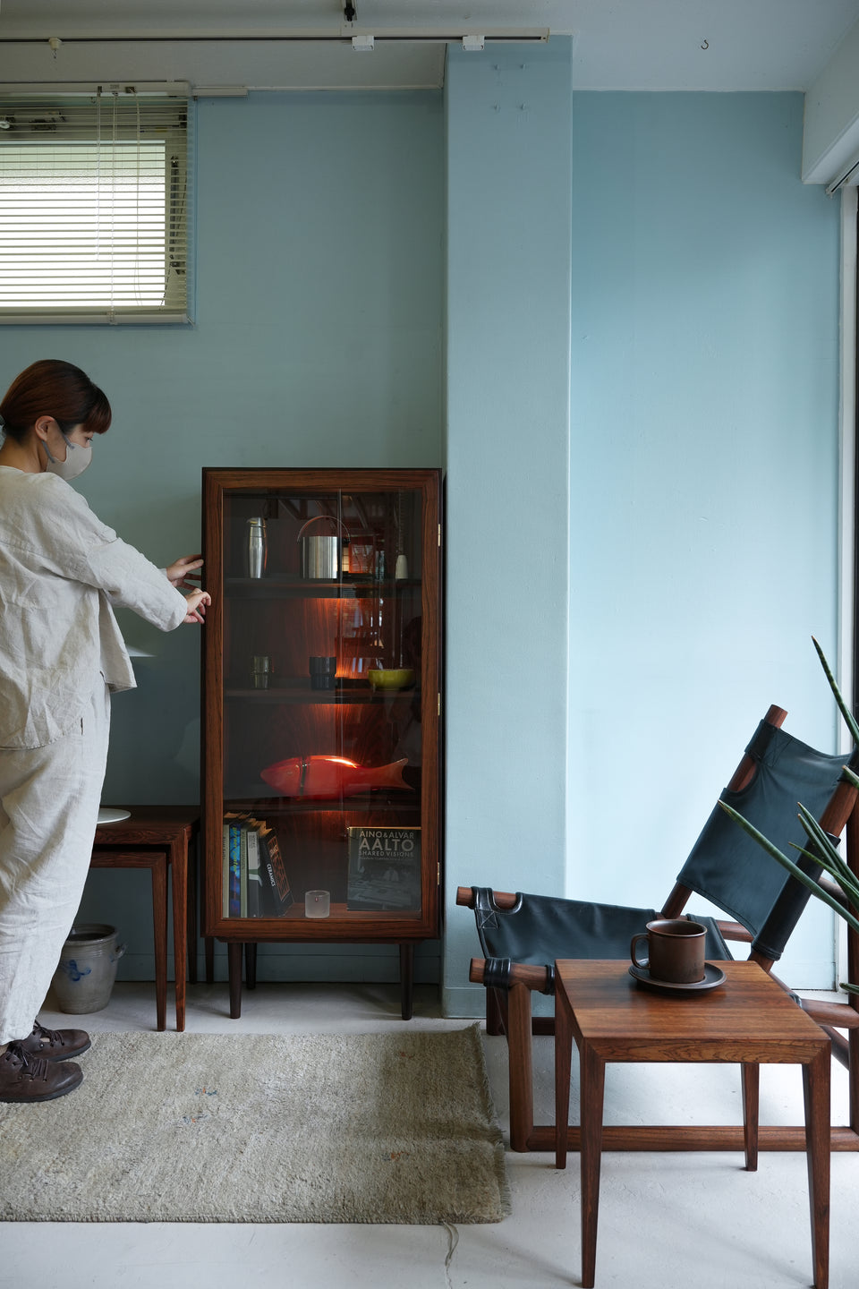 Danish Vintage Omann Jun Møbelfabrik Rosewood Glass Cabinet/デンマークヴィンテージ オマーン・ユン ガラスキャビネット ローズウッド材 北欧家具