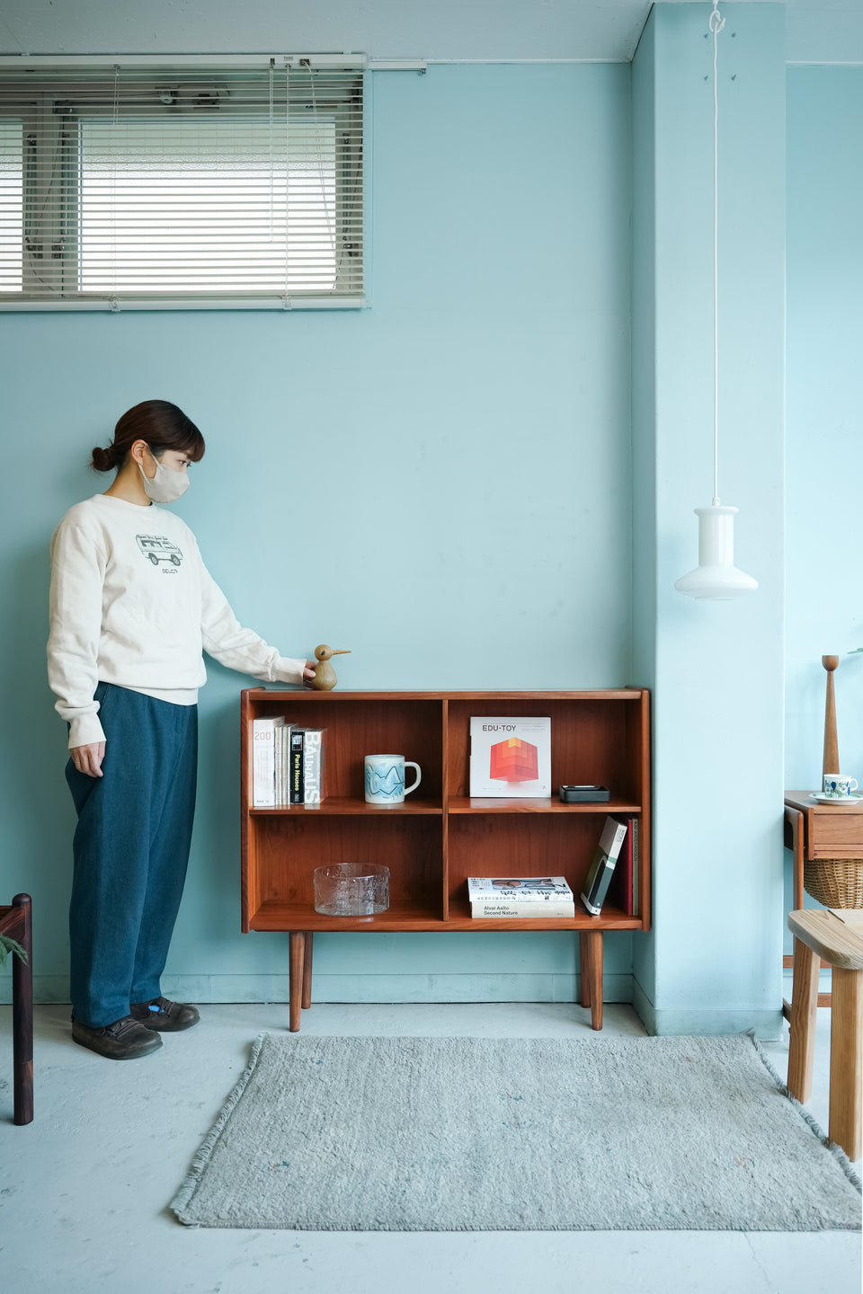 Danish Vintage Teak Slim Low Bookcase/デンマークヴィンテージ ブックケース チーク材 本棚 北欧家具
