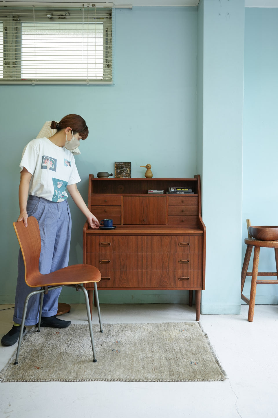 Danish Vintage Teak Writing Bureau Dresser/デンマークヴィンテージ ライティングビューロー ドレッサー 北欧家具
