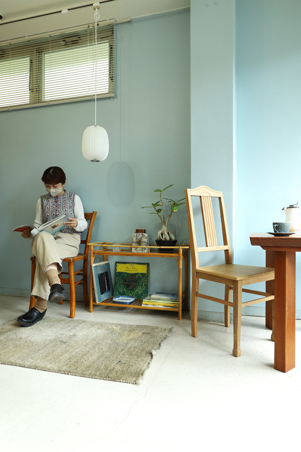 Glass Top Rattan Flame Side Table Euro Vintage/ヨーロッパヴィンテージ ラタンサイドテーブル ガラストップ