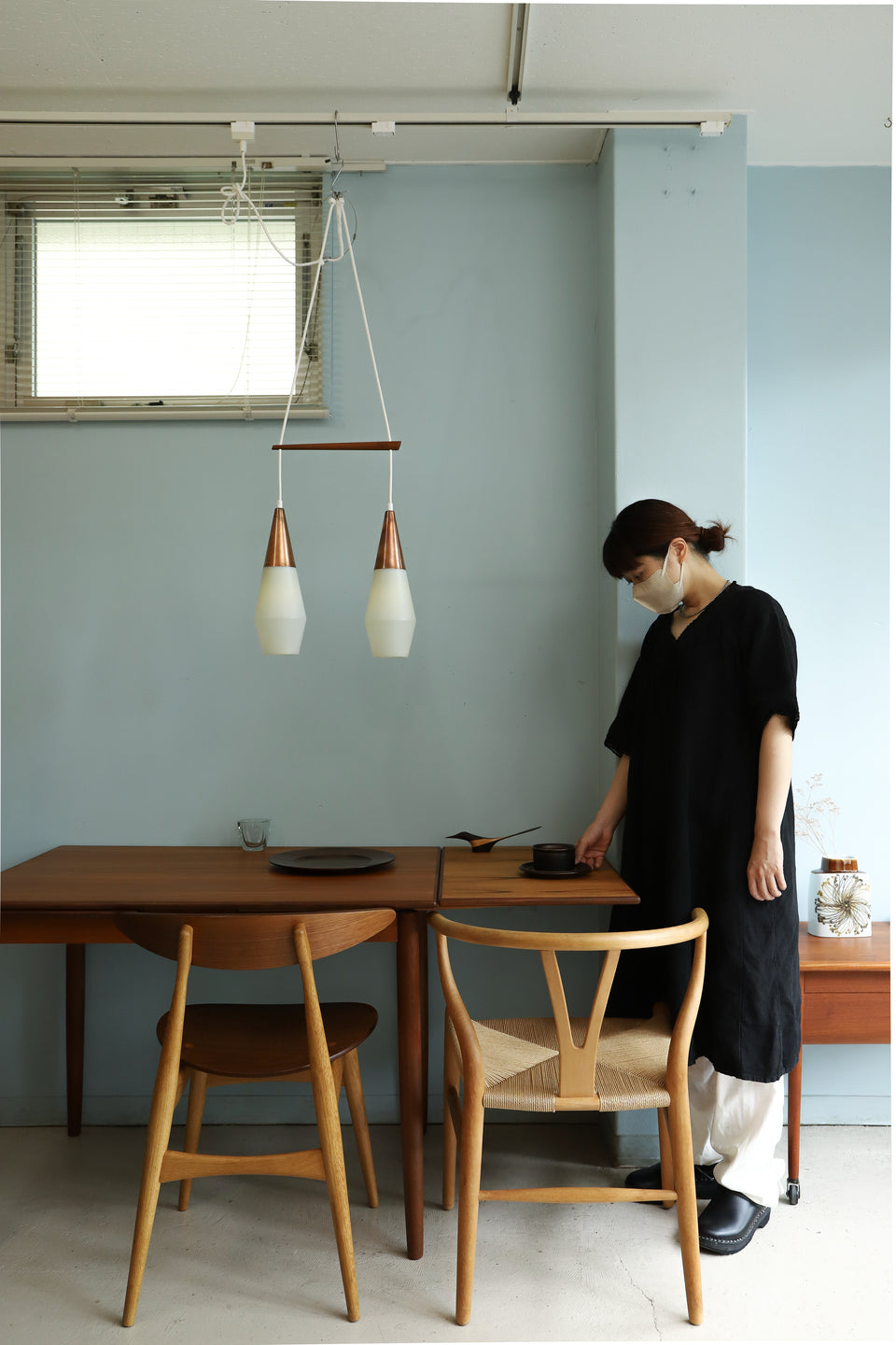 Danish Vintage Double Shade Pendant Light/デンマークヴィンテージ 2連 ペンダントライト 照明 北欧インテリア