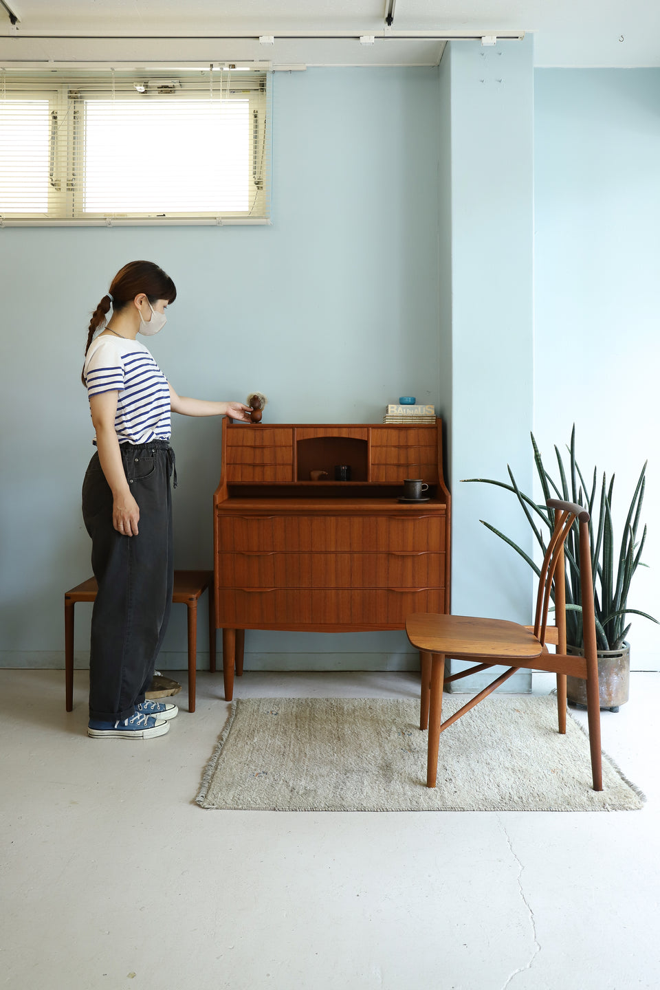 Danish Vintage Writing Bureau with Mirror/デンマークヴィンテージ ライティングビューロー ミラー付き 北欧家具