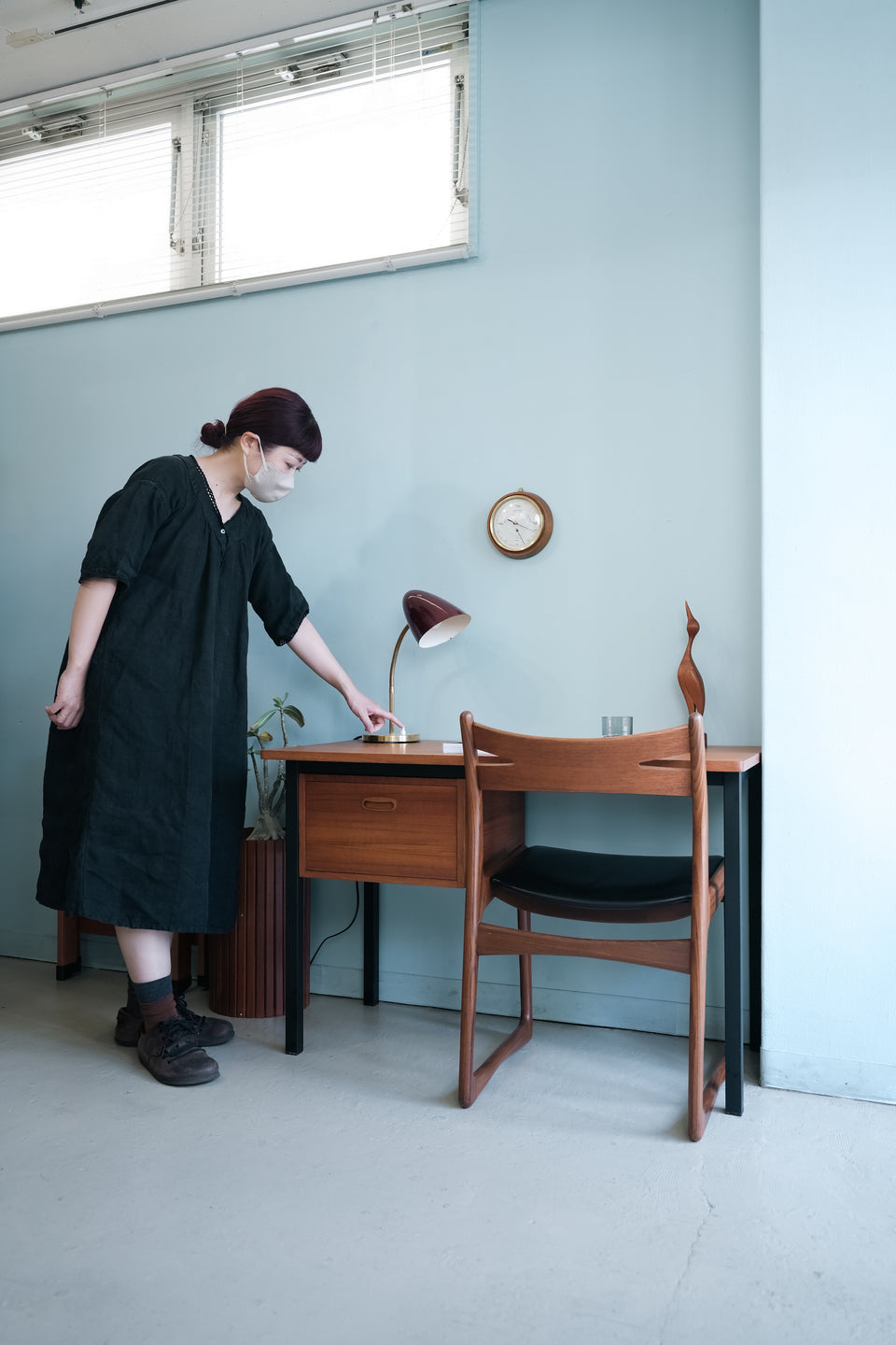 Scandinavian Vintage Teak Iron Desk/北欧ヴィンテージ 片袖デスク チーク材
