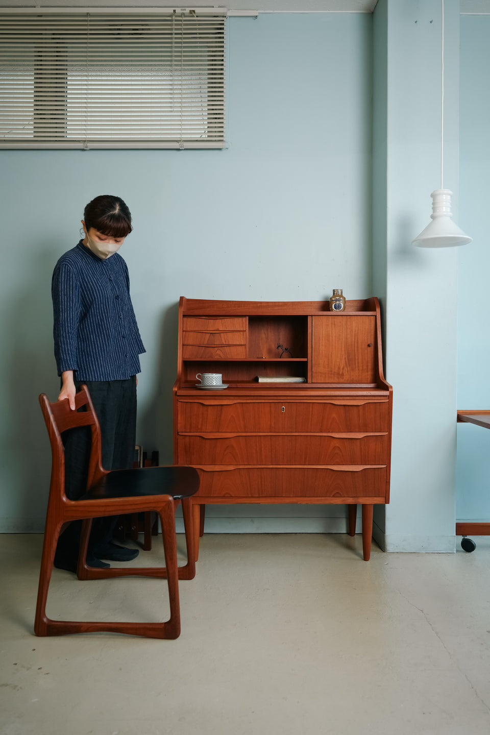 Teak Writing Bureau with Mirror Danish Vintage/デンマークヴィンテージ ライティングビューロー ドレッサー チーク材