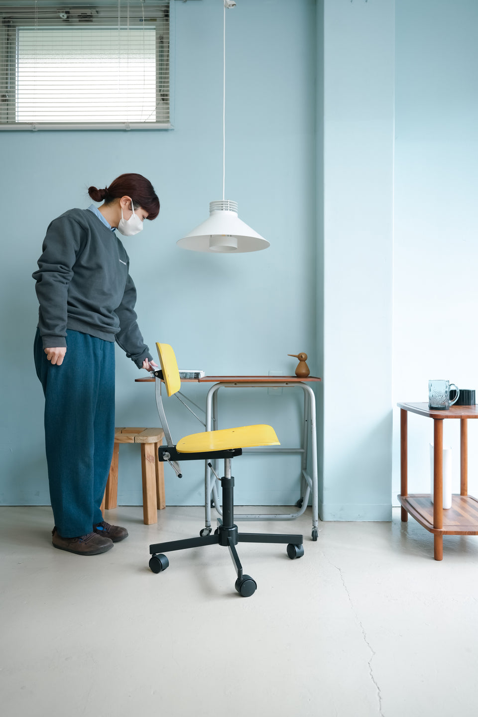 Vintage Rabami Chair STOLE-112 Yellow/デンマークヴィンテージ ラバミ キャスターチェア4本脚 北欧デザイン