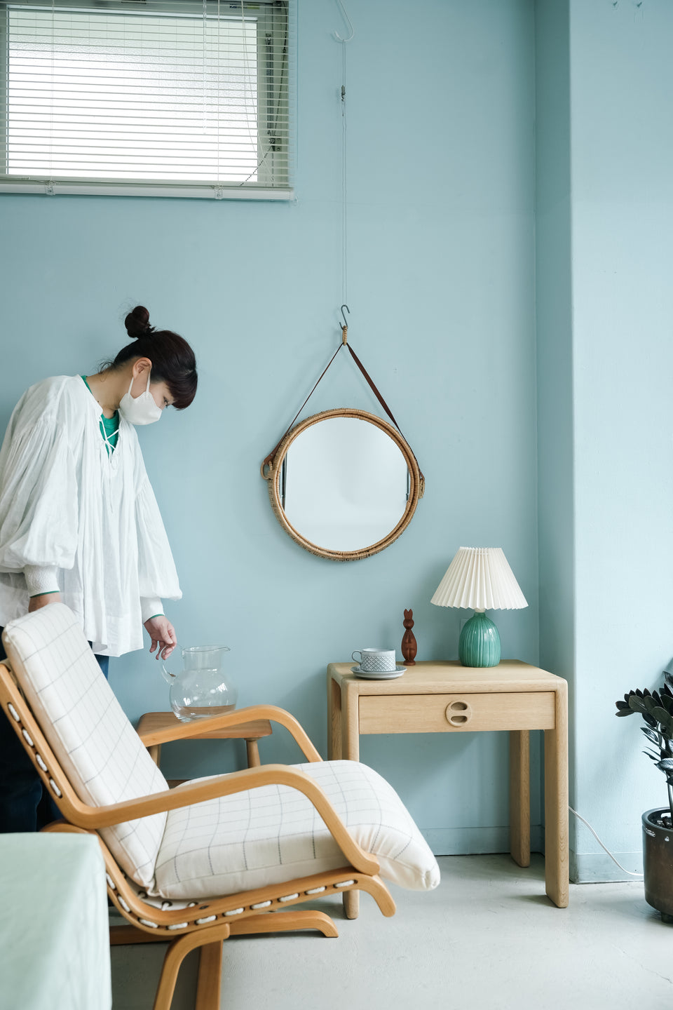Danish Vintage Green Ceramic Table Lamp/デンマークヴィンテージ テーブルランプ 照明