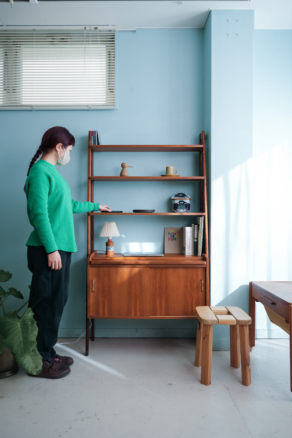 スウェーデンヴィンテージ オープンシェルフ ビューロー 本棚 北欧家具