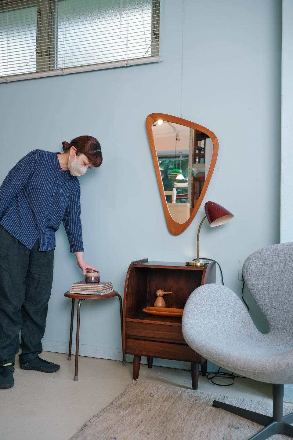 Danish Vintage M. J. Spejle Wall Mirror/デンマークヴィンテージ ウォールミラー チーク材