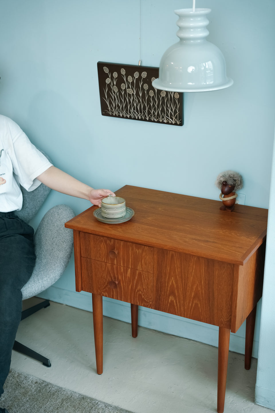 Danish Vintage Teak Sewing Table Wagon/デンマークヴィンテージ ソーイングテーブル ワゴン チーク材
