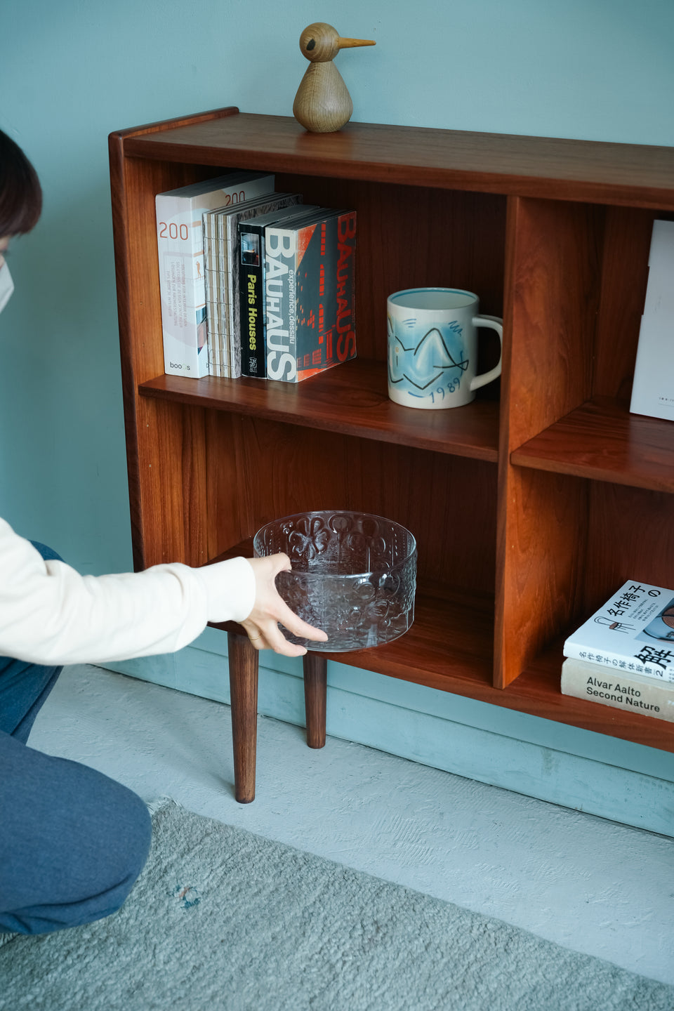 Danish Vintage Teak Slim Low Bookcase/デンマークヴィンテージ ブックケース チーク材 本棚 北欧家具