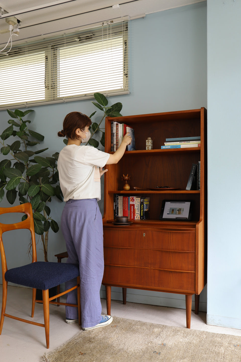 Danish Vintage Bookcase Bureau/デンマークヴィンテージ ブックケース ビューロー 本棚 チーク材 北欧家具