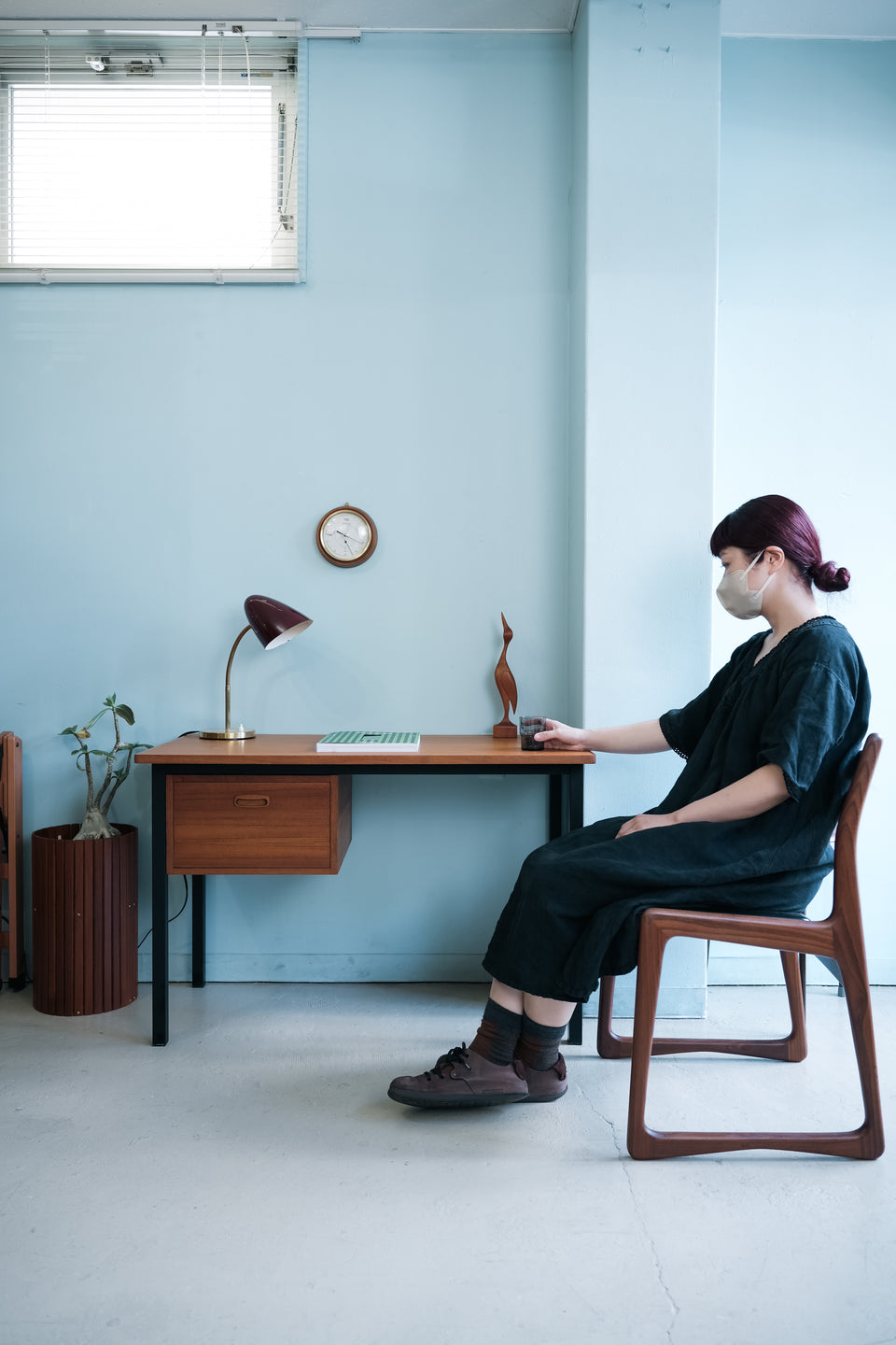 Scandinavian Vintage Teak Iron Desk/北欧ヴィンテージ 片袖デスク チーク材
