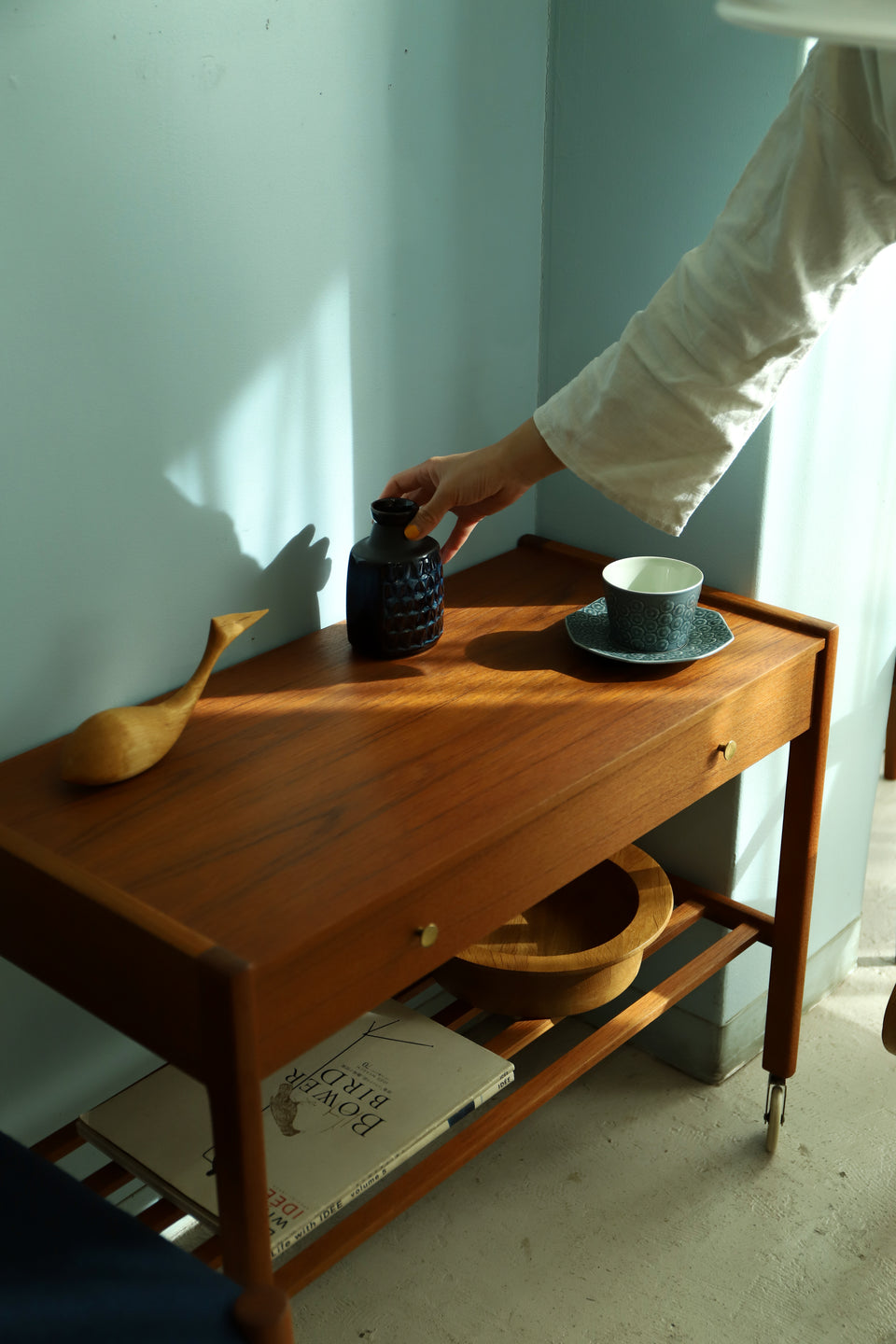 Swedish Vintage Caster Side Table/スウェーデンヴィンテージ サイドテーブル キャスター付き 北欧家具