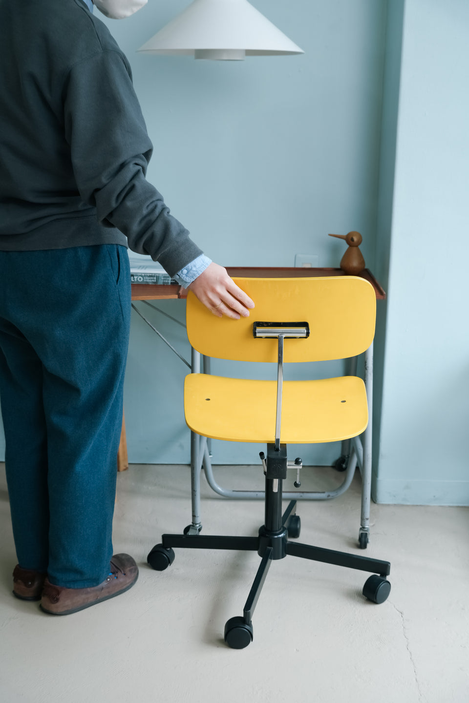 Vintage Rabami Chair STOLE-112 Yellow/デンマークヴィンテージ ラバミ キャスターチェア4本脚 北欧デザイン