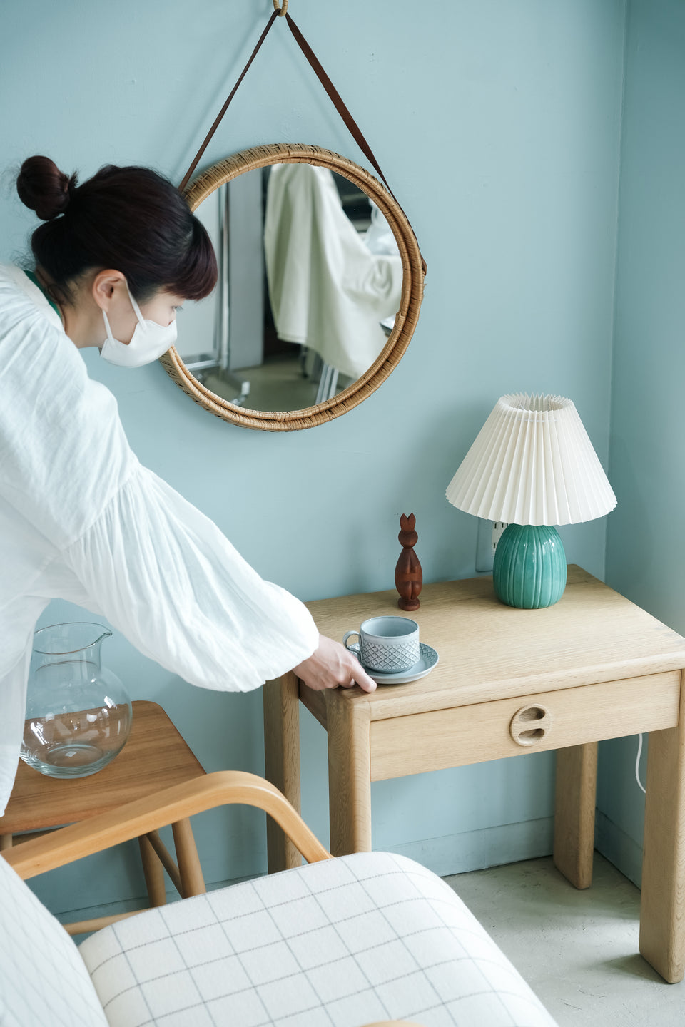 Danish Vintage Green Ceramic Table Lamp/デンマークヴィンテージ テーブルランプ 照明