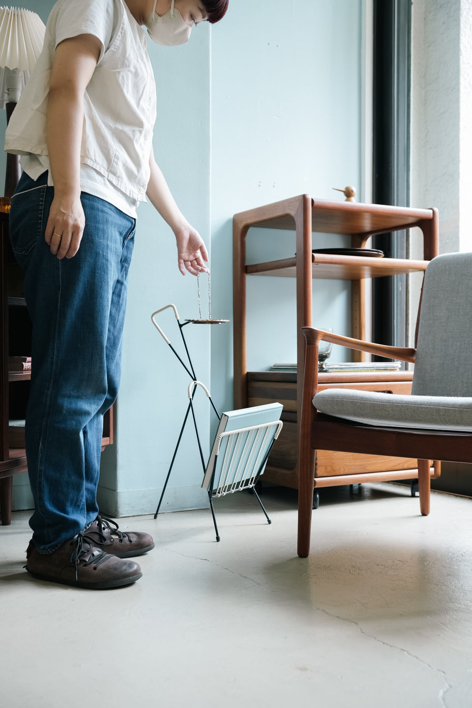 Danish Vintage Magazine Rack with Tray/デンマークヴィンテージ マガジンラック トレイ付き
